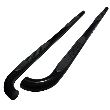 SPEC-D TUNING 01-04 Toyota Tacoma 3 Inches Round Side Step Bar - Black -Double Cab SSB3-TAC01DCBK-WB